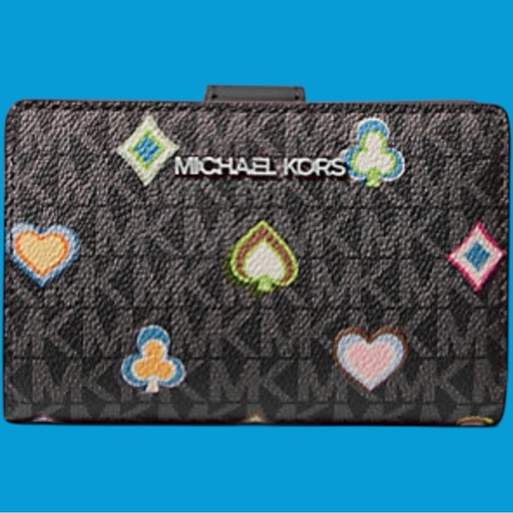 Michael Kors Handbags - NWT Michael Kors Black Wallet with Vibrant Accents.